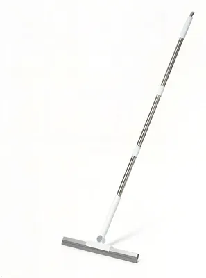 Imagen del producto de Limpiador de suelos y duchas con borde de silicona, 42 cm, con mango de 133 cm, ideal para baño y cocina