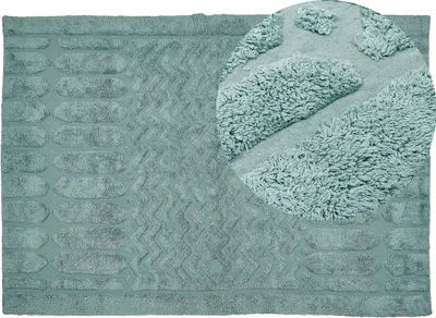Zdjęcie produktu dla BELIANI Dywan miętowy bawełniany 160 x 230 cm minimalistyczny ręcznie tuftowany włochaty wyszywany wzór geometryczny salon sypialnia