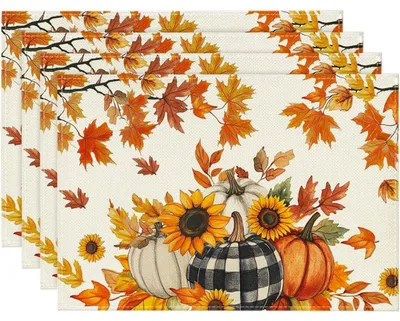 4er-Set Platzsets, abwaschbar, wasserdicht, Herbstmotiv, 30x45 cm