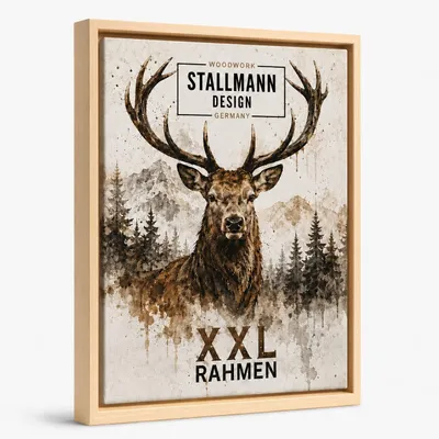 Produktbild von Stallmann Design XXL Schattenfugenrahmen 75x100 cm | Farbe: Buche | Zerlegter Leer-Rahmen für Leinwände auf Keilrahmen | mit Montagezubehör | ohne Glas und Rückwand