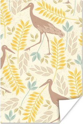 Produktbild von MuchoWow® Poster Vogel - Muster - Pastell 80x120 cm - Papierdruck