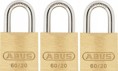Produktbild von Abus 60/20 Messing Vorhängeschlösser 3er Set Stahlbügel