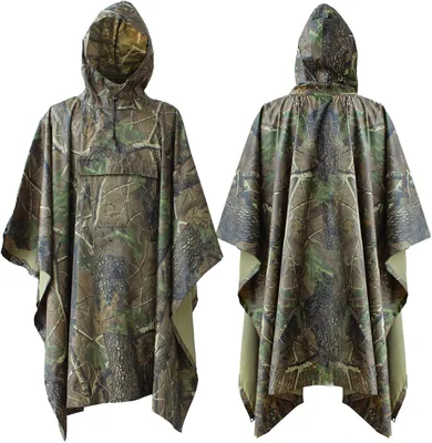 Produktbild von Wasserdichte Poncho – Multifunktionale Regenponcho für Erwachsene – Wasserdicht für Outdoor-Aktivitäten – Verbesserte Tarnung