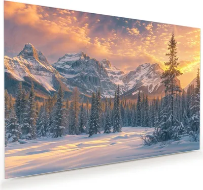 Produktbild von Glasbild 75x50cm in XXL für Wohnzimmer, Schlafzimmer Motiv Berglandschaft Winter