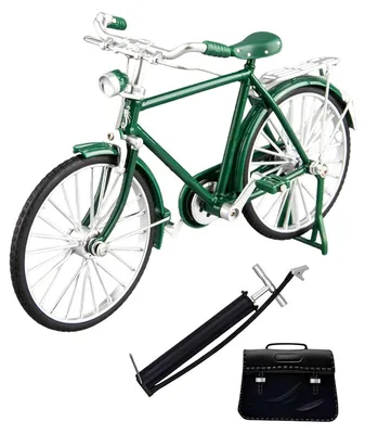Miniatur-Fahrrad 1:10, Retro-Modell aus Metall, grün, 18 cm