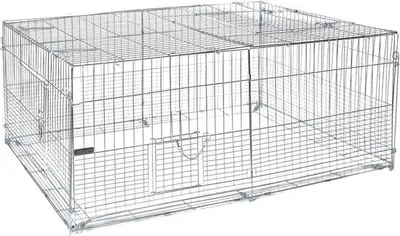Productafbeelding van Vrijloophok met uitbraakblokkering voor jonge dieren - 144 x 112 x 60 cm konijnenhok voor buiten