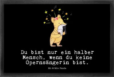Produktbild von Mr. & Mrs. Panda Sauberlaufmatte Opernsängerin Herz 50 x 75 cm - Schwarz - Geschenk, Schmutzmatte, Schuhabstreifer, Fussmatte, fußmatte, Eingangsteppich, Schmutzfänger
