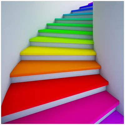Produktbild von Wallario Wandbild aus Acryl, 50 x 50 cm, freischwebende Optik - Bunte Treppe