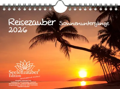 Produktbild von Reisezauber Sonnenuntergänge DIN A5 Kalender für 2026 Sonnenuntergänge - Seelenzauber