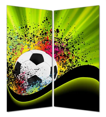 Produktbild von Wallario selbstklebende Duschrückwand 160 x 200 cm mit Motiv Fußball - Design Wellen und Regenbogen in grün - Wandverkleidung mit Hochglanzlaminat in Glasoptik