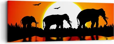 Produktbild von Bild auf Leinwand - Leinwandbild - Tiere Afrikaner Elefanten Natur - 90x30cm - Wand Bild - Wanddeko - Leinwanddruck - Bilder - Kunstdruck - Wanddekoration - Leinwand bilder - Wandkunst - AB90x30-0533