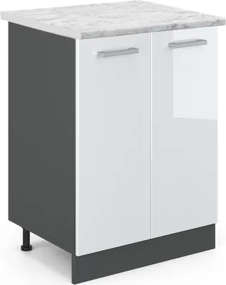 Produktbild von Küchenunterschrank Vicco R-Line Weiß Hochglanz 60 cm AP Marmor, Model 46551
