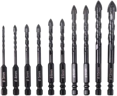 Productafbeelding van Hardmetalen Boren Set - Kruisboren - Gaten Boren - Vierkante Kruisranden - 10 Stuks - Zwart