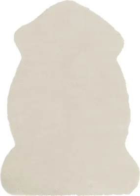 Produktbild von BELIANI Kunstfell Teppich Beige Webpelz Stoff Kaninchen 60 x 90 cm Fellform Pelzimitat Bettvorleger Läufer Überwurf für Sitzmöbel Sofa Couch Sessel Stühle