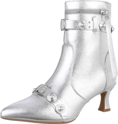 Produktbild von Ital-Design Damen Stiefeletten Klassische Stiefeletten Lederoptik Klassische Stiefeletten 87740203 Silber Gr. 37
