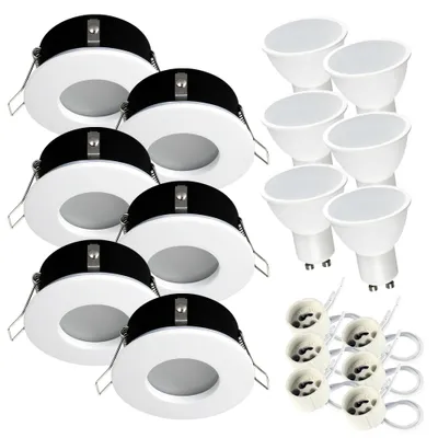 Produktbild von 6x Einbauspot SET LED 230V IP44 RIK.5 weiss GU10 7W kaltweiss