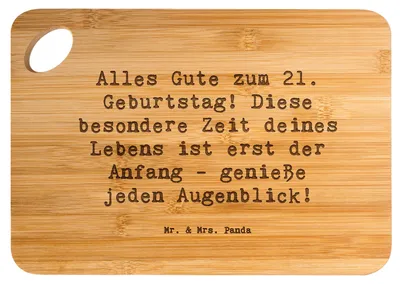 Produktbild von Mr. & Mrs. Panda Holzbrett Spruch 21. Geburtstag Freude - Transparent - Geschenk, jeden Moment auskosten, Leben feiern, Alter, vesperbrett, Meilenstein, Nachhaltig, Brett