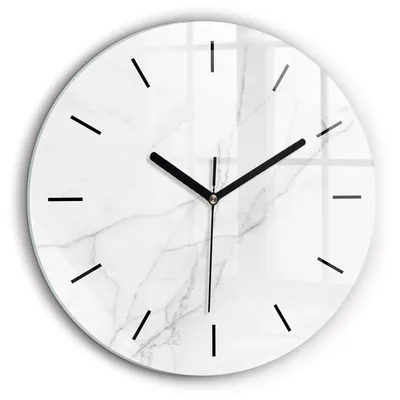 Produktbild von Wallfluent Große Wanduhr – Stilles Quarzuhrwerk - Uhr Dekoration Wohnzimmer Schlafzimmer Küche - Zifferblatt mit Striche - schwarze Zeiger - 60 cm - Dekorativer Marmor