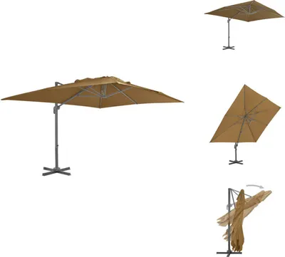 Obrázek produktu pro vidaXL Slunečník Traffic light s hliníkovou tyčí Taupe 400 x 300 cm - Slunečníky a slunečníky