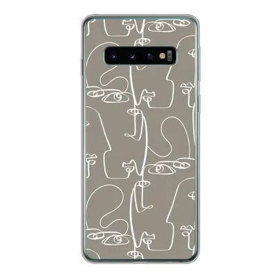 Produktbild von MuchoWow® Handyhülle Schutzhülle Hülle für Samsung Galaxy S10 Muster - Kopf - Strichzeichnung Silikon Softcase Handy Hülle - Handytasche