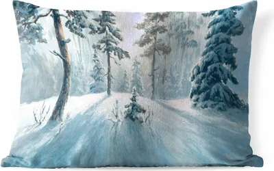 Produktbild von MuchoWow® Outdoor Kissen - Schnee - Wald - Winter - 60x40 cm - Wetterfest - Lounge Kissen - Zierkissen - Kissen für Innenräume
