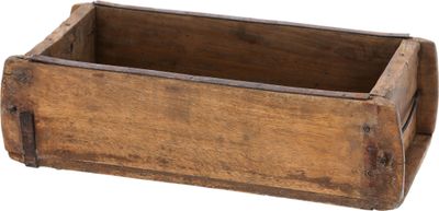 Ziegelform Holzkiste mit Metall Beschlägen - 30 x 15 cm - Vintage Deko Kiste aus Altholz - Allzweck Box aus altem recyceltem Holz shabby used look