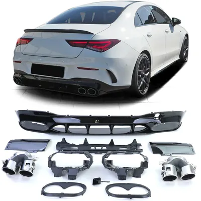 Für Mercedes CLA C118 X118 2019- Heckdiffusor Stoßstange + 4 Rohr Endrohre Chrom in der Farbe Chrom von Carparts-Online GmbH