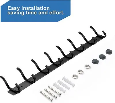Produktbild von Famanu Kleiderhaken Wand - 8 Haken, Schwarz, 2 Stück