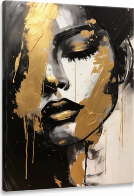 Produktbild von Muralo Leinwandbild Frau GESICHT Porträt Abstraktion Glamour Wanddeko für Wohnzimmer 60 cm x 90 cm