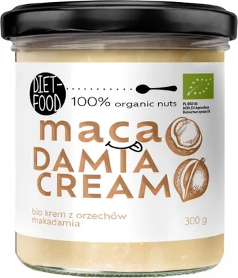 KREM Z ORZECHÓW MACADAMIA PRAŻONYCH 100 % BIO 300 g - DIET-FOOD