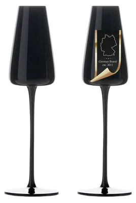 2 Champagnergläser Schwarz 220 ml Kristallglas spülmaschinenfest