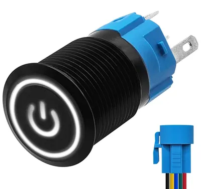 Produktbild von ProRide Metall-Drucktaster 16 mm ON/OFF - 12V/24V - Weiße LED