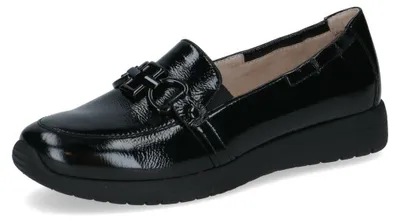 Produktbild von Caprice Damen Loafer Slipper aus schwarzem Leder mit Zierspange und flexibler Laufsohle