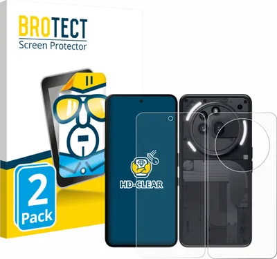 Produktbild von 2x Für Nothing Phone (3a) Pro (Display+Rückseite) Schutzfolie BROTECT Displayschutz Display Schutz Folie Klar Transparent