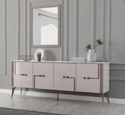 Immagine prodotto di Set sala da pranzo moderna credenza di design 4 porte specchio 2 pezzi