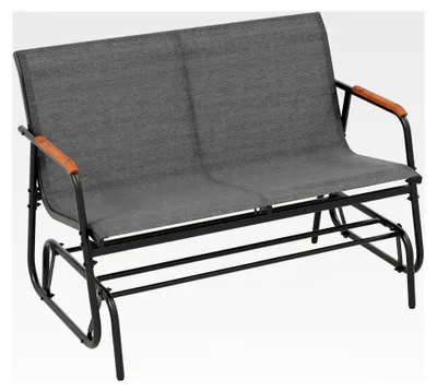 Produktbild von Gartenbank, Schaukelbank mit sanfter Gleitbewegung und atmungsaktivem Stoffsitz, 2-Sitzer bis 300 kg belastbar, Terrassenbank für Balkon, Garten, Terrasse
