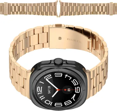 Produktbild von Pasek ze stali nierdzewnej Bizon Strap Watch Aura do Galaxy Watch Ultra 47 mm, różowozłoty
