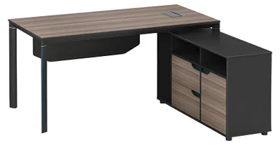 Produktbild von Bürotisch Winkelschreibtisch Modern Holzoptik Braun Schwarz Stauraum Design