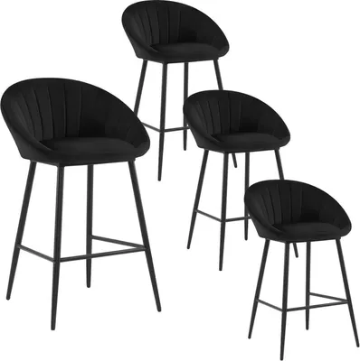 Produktbild von EUGAD Barhocker 4er Set, gepolstert, Samt, mit Metallbeinen, Schwarz