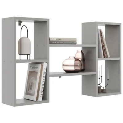 Produktbild von Wandregal Grau – stilvolles Hängeregal mit offenem Design, modernes Bücherregal für Wohnzimmer, Jugendzimmer, Flur oder Küche, 102 cm breit