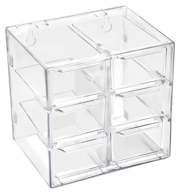 Image de Boîte de rangement pour produits cosmétiques, meuble à tiroirs en plastique, meuble à tiroirs empilable pour bureau, organiseur de bureau à 6 tiroirs, petit meuble à tiroirs transparent pour bijoux