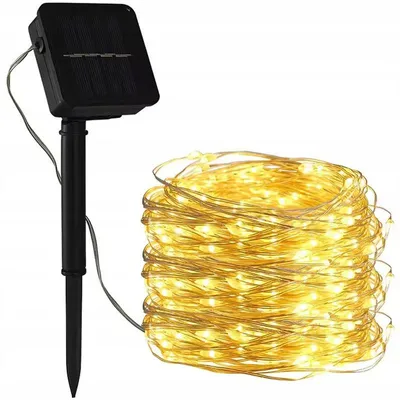 Zdjęcie produktu dla Lampki CHOINKOWE solarne do ogrodu 100 LED TSG-408 świąteczne ZEWNĘTRZNE 2m