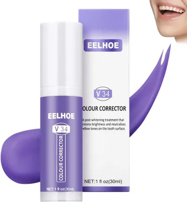 Produktbild von Lila Zahnpasta Zahnaufhellung, V34 Farbkorrektur Serum Zähne, 30ml Zahnpasta Tiefenreinigung Toothpaste Natürliche Aufhellung von Flecken Kaffee