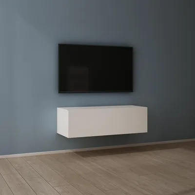 Produktbild von Mai & Mai Fernsehschrank Verdeckter Griff mit Soft-Close Lowboard Hängeschrank für Wohnzimmer in Matt Weiß BTH: 100x40,2x30 cm Fernsehschrank02