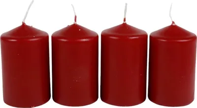 Image de Bougies de couronne de l'Avent rouge, set de 4 bougies de Noël, bougie de cire 50x80mm