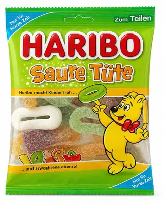 Produktbild von HARIBO Saure Tüte, Fruchtgummi, teilweise mit Schaumzucker 175g