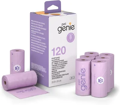 Zdjęcie produktu dla Worki na odchody dla psów - 120 sztuk - 8 rolek - szczelne i extra grube - zapach lawendy - wymiary 22,9 x 33 cm