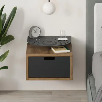 Produktbild von Decortie Oslo Wandnachttisch Hängenachttisch Eiche dunkel Effekt 33x33x24 cm