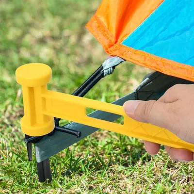 Produktbild von Multifunktionale Campinghammer - Zeltpfähle - 100 Stück Bodenanker für Robotermäher - Randdraht - Robuste und Ergonomische Hammer mit Bodenankern für Caravan Zeltplane