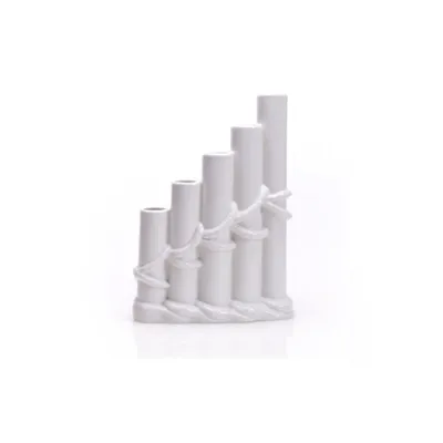 Image de Vase en porcelaine « Flûte de Pan », fait main, blanc, 17 cm